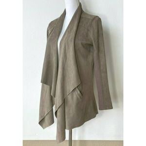 Blank NYC Faux Suede Cardigan Jacket Tan Waterfall Style Size XS Taupe